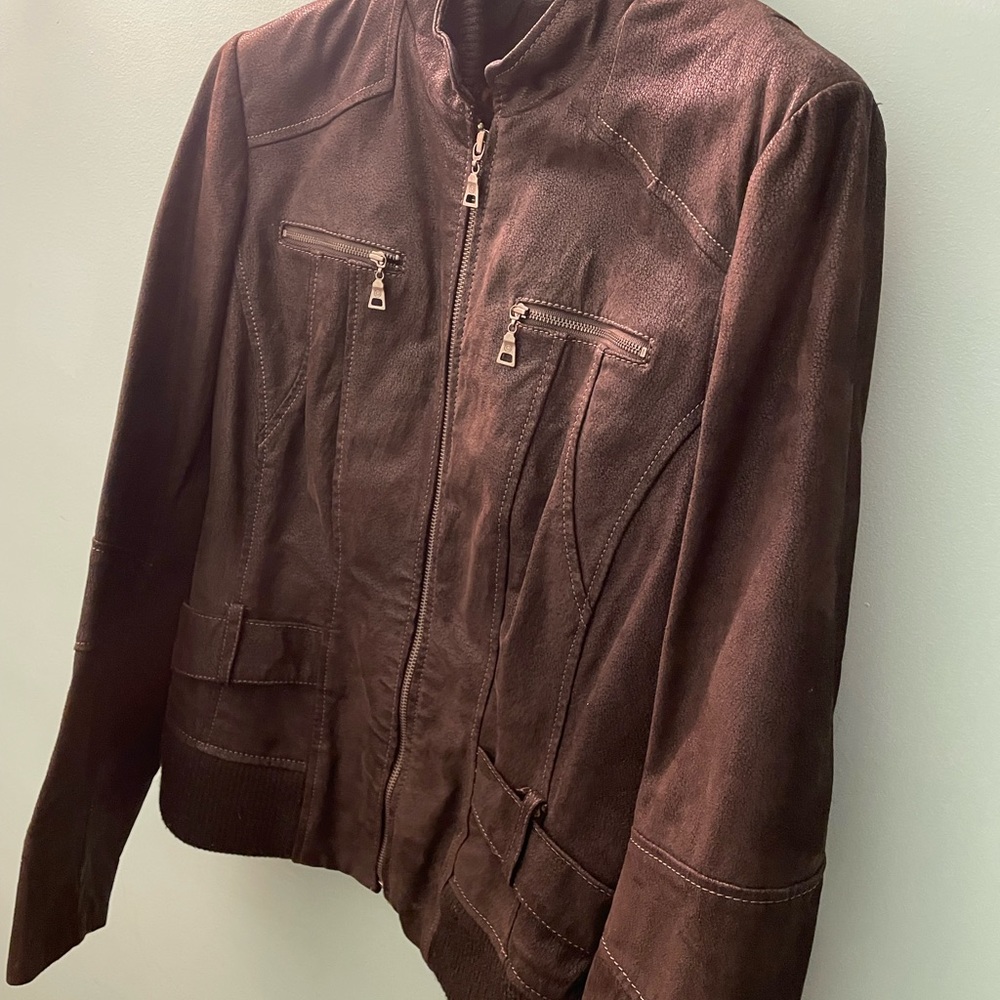 Damier leather coat